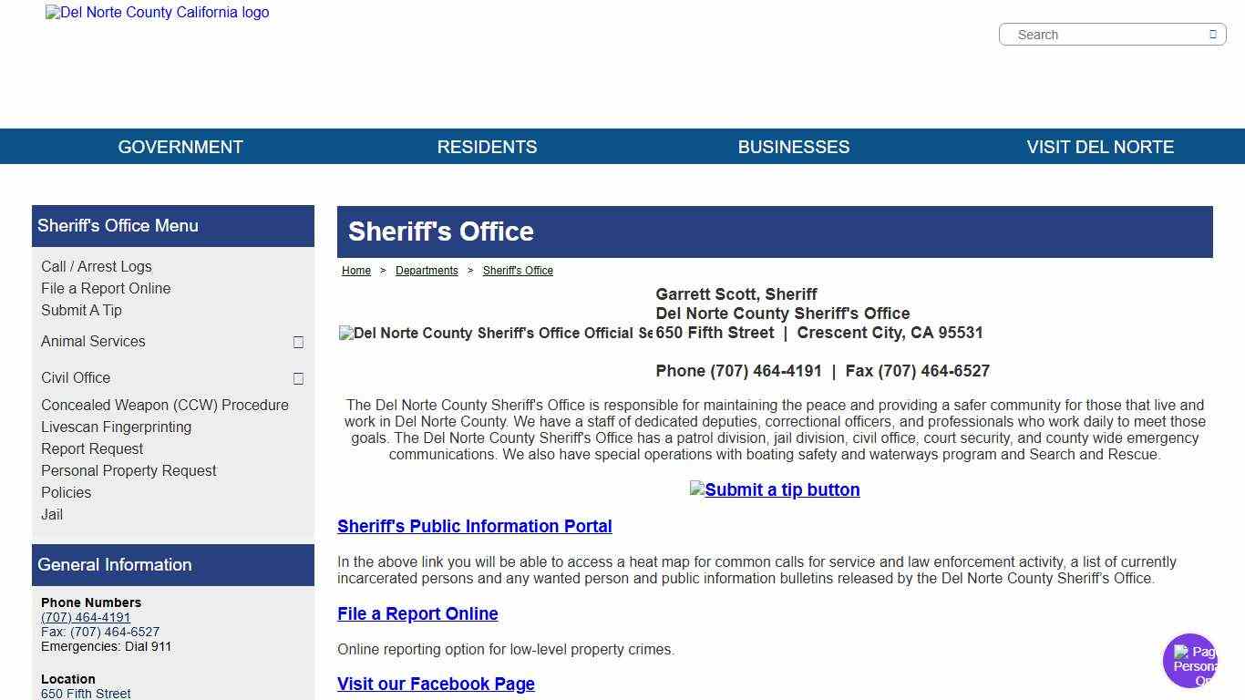 County of Del Norte, California - Sheriff's Office